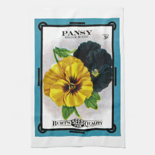 Pansy Seed Packet Label Tea Towel