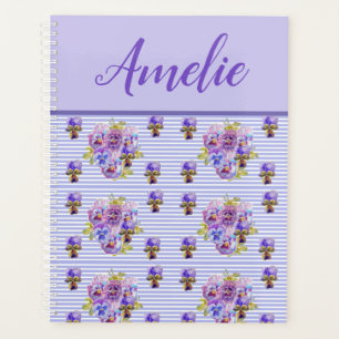 Pansy Shabby Viola Purple Vintage Floral Flower Planner