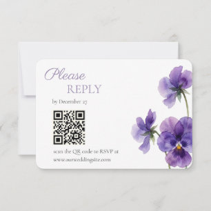 Pansy Silhouette Study Wedding RSVP Card