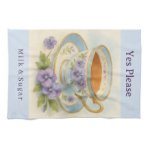 Pansy Teacup Tea Towel | Yes Please Milk & Sugar