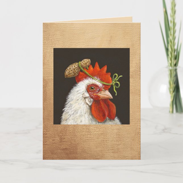 Pansy the chicken with peanut card (Front)