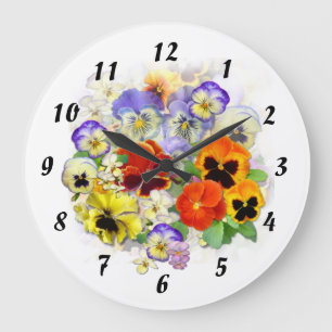 Pansy Time Large Clock