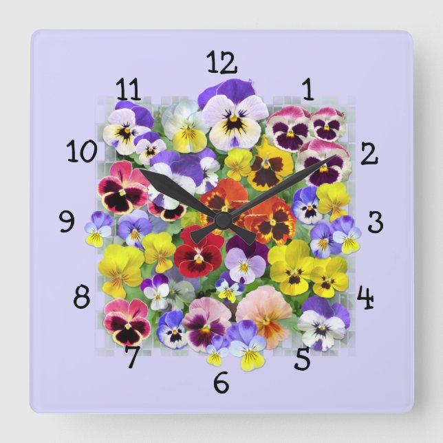 Pansy Time Square Wall Clock (Front)