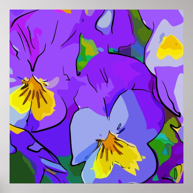 Pansy violet and yellow poster (Front)