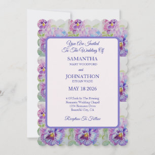 Pansy Watercolor Flower Floral Wedding Invitation