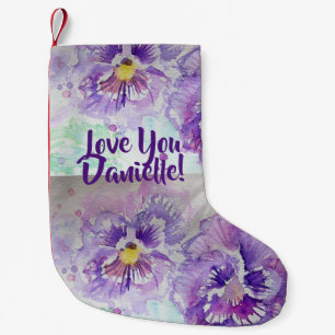 Pansy Watercolor Flowers Floral Love You Stocking