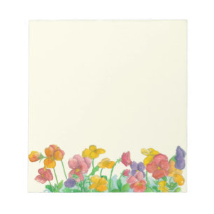 Pansy Watercolor Flowers Rainbow Colours Notepad