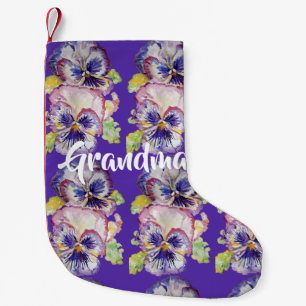Pansy Watercolor Purple Flowers Grandma Stocking
