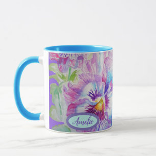 Pansy Watercolour Floral Pretty Purple Flower Mug