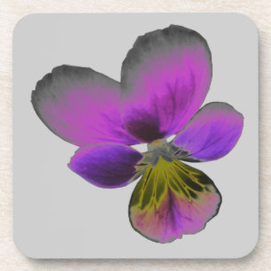 Pansy Wild Dark Purple Cork Coaster