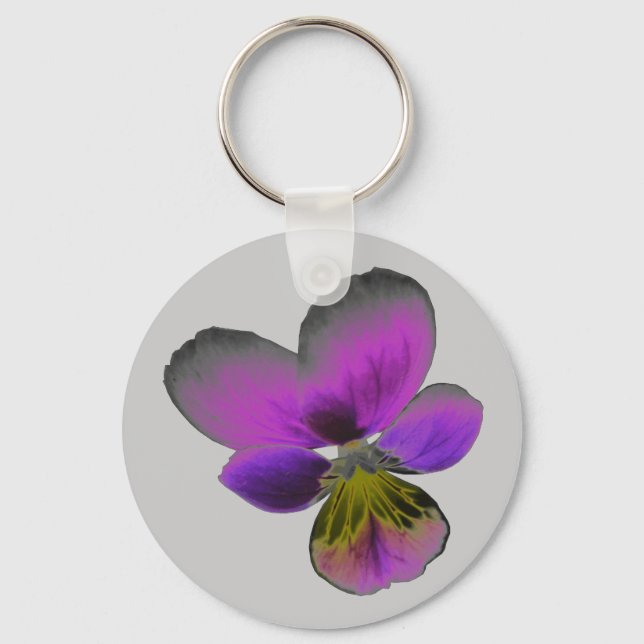 Pansy Wild Dark Purple Keychain (Front)