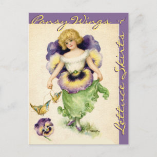 "PANSY WINGS 'N LETTUCE SKIRT" GARDEN FAERIE POSTCARD