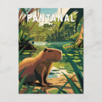 Pantanal Brazil Capybara Travel Art Vintage