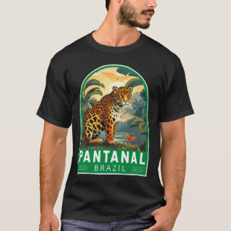 Pantanal Brazil Jaguar Travel Art Emblem  T-Shirt