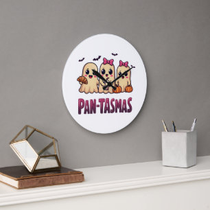 Pantasmas Funny Ghost Groovy Retro Halloween Large Clock