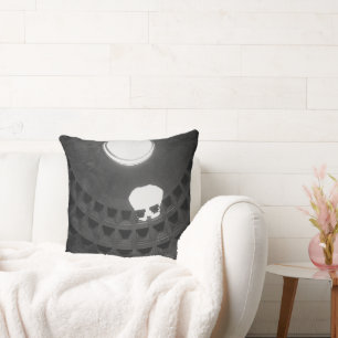Pantheon Light Skull Rome Italy Black and White Cushion