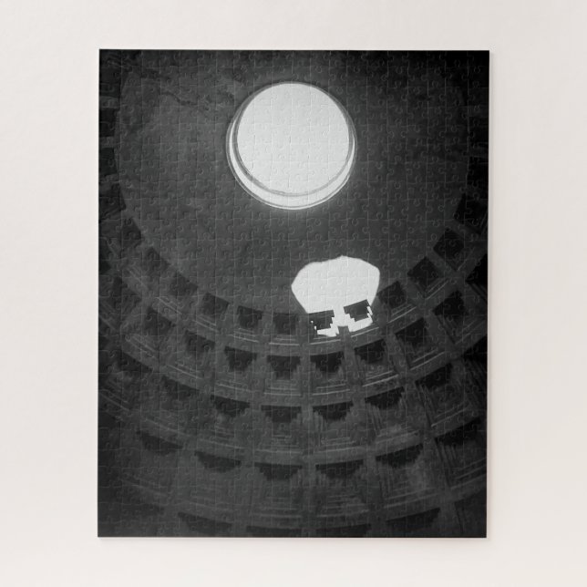 Pantheon Light Skull Rome Italy Black and White Jigsaw Puzzle (Vertical)