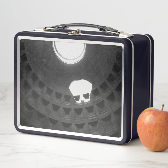 Pantheon Light Skull Rome Italy Black and White Metal Lunch Box (In Situ)