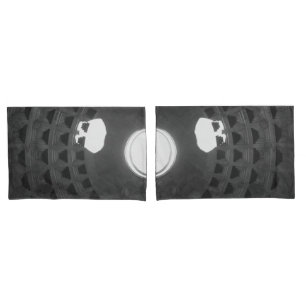 Pantheon Light Skull Rome Italy Black and White Pillowcase