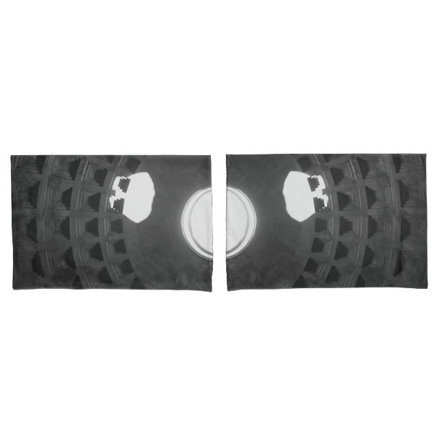 Pantheon Light Skull Rome Italy Black and White Pillowcase (Front-Set)