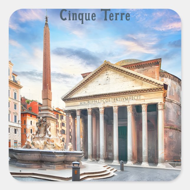 Pantheon Rome Italy Vintage Europe Travel Square Sticker (Front)