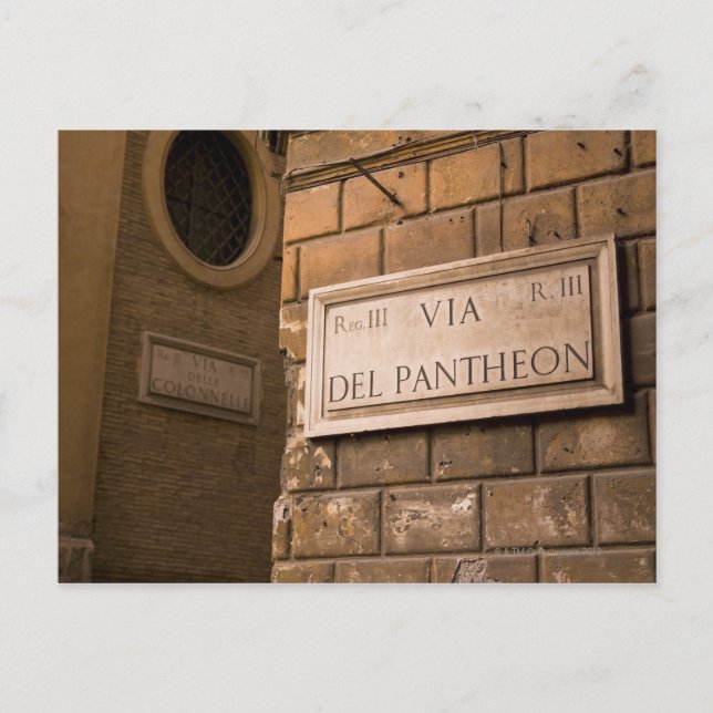 Pantheon sign, Rome, Italy Postcard (Front)