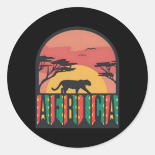 Panther Africa Safari Serengeti Adventure Big Five Classic Round Sticker
