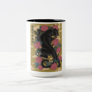 Panther Among the Flowers  Two-Tone Coffee Mug