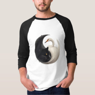 Panther and Crane Yin Yang Ink Art T-Shirt