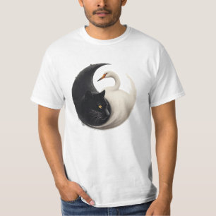 Panther and Crane Yin Yang Ink Art T-Shirt