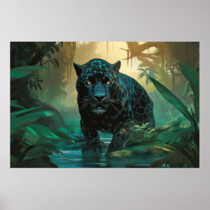 Panther Animal Wildlife Wilderness Colourful Art Poster