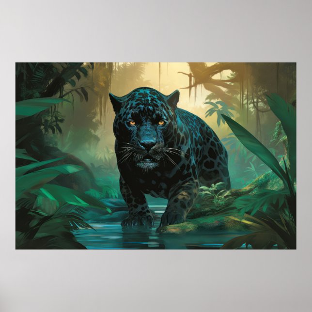 Panther Animal Wildlife Wilderness Colourful Art Poster (Front)