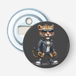 Panther Biker Rebel in Leather Jacket Cool Style  Bottle Opener