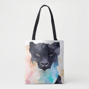 Panther Black Wild Animal Nature Watercolor Art  Tote Bag