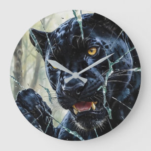 Panther breaking through  large clock