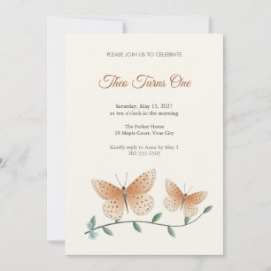 Panther Butterfly First Birthday Invitation
