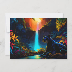Panther by a waterfall invitation