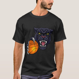 Panther Cartoon Sports Panthers Team Mascot Basket T-Shirt