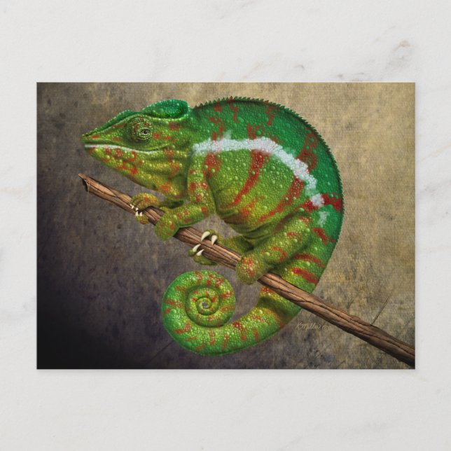 Panther Chameleon Digital Painting Postcard (Front)