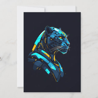 Panther Cyberpunk Mecha Black Panther Neon Invitation