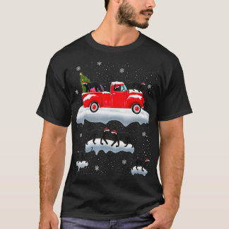 Panther Driving Christmas Tree Red Truck Panther C T-Shirt