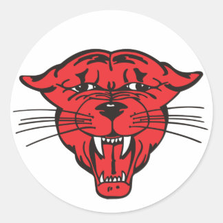 PANTHER FACE, red 01 Classic Round Sticker