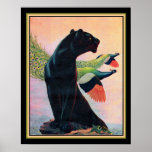 Panther & Flying Peacocks Art Deco Print-16x20 Poster<br><div class="desc">Stunning Art Deco Print of Black Panther with Flying Peacocks. ca. 1937- by Jack Murray</div>