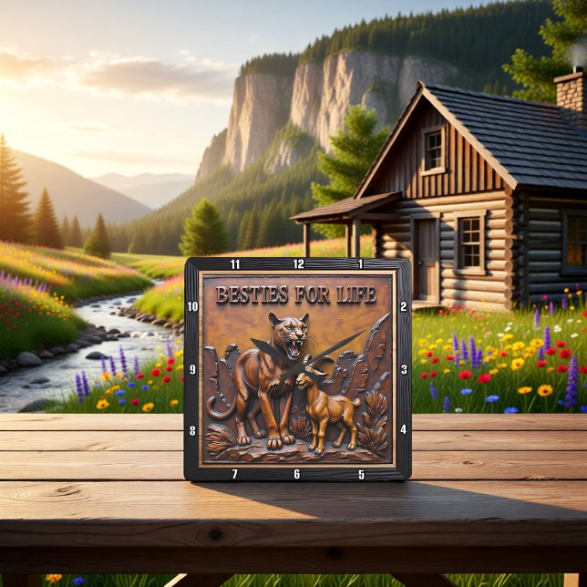 Panther Goat Dark Forest Square Wall Clock (Creator Uploaded)