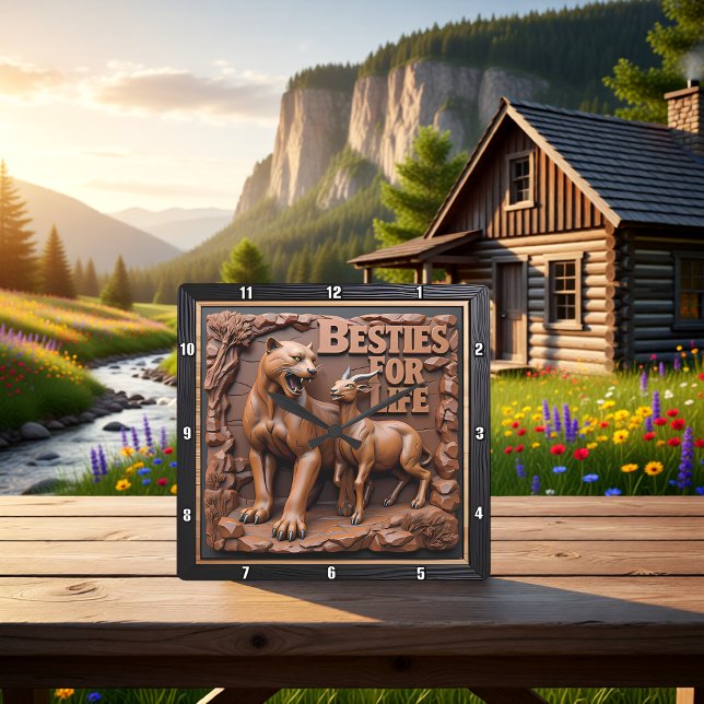 Panther Goat Dark Habitat Square Wall Clock (Creator Uploaded)