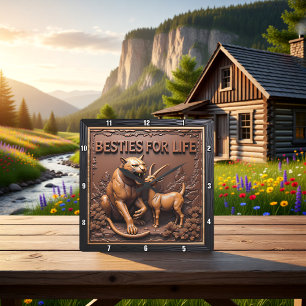 Panther Goat Detailed Animal Square Wall Clock