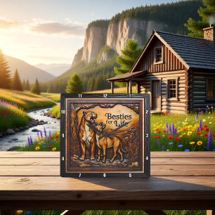 Panther Goat Textured Forest Square Wall Clock