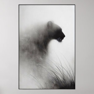 Panther in the Whispering Mist Abstract Poster