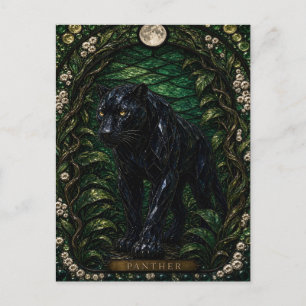 Panther, Night Bloom Stained Glass Postcard