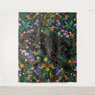Panther on the Prowl Surreal Jungle Tapestry